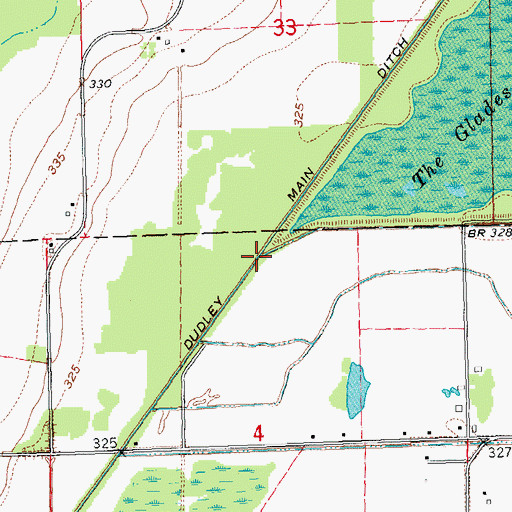 Topographic Map of Cane Creek, MO