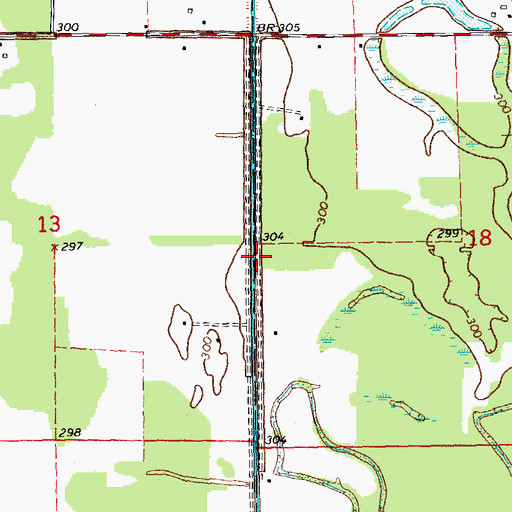 Topographic Map of Cane Creek Ditch, MO