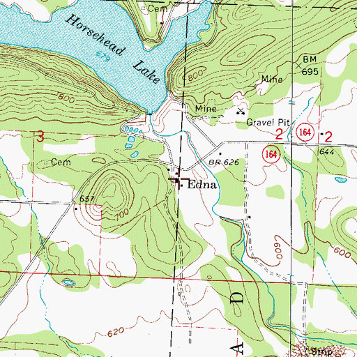 Topographic Map of Edna, AR