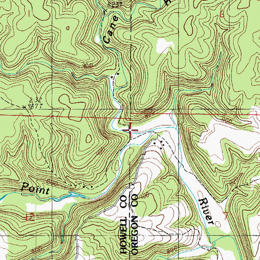 Topographic Map of Cane Hollow, MO