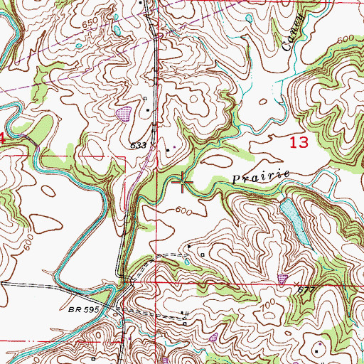 Topographic Map of Caney Branch, MO