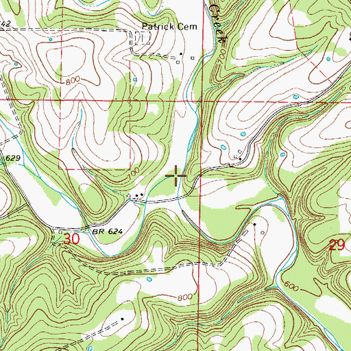 Topographic Map of Caney Creek, MO