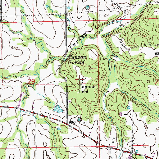 Topographic Map of Cannon Cemetery, MO
