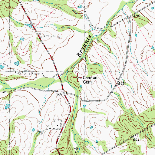 Topographic Map of Cannon Cemetery, MO
