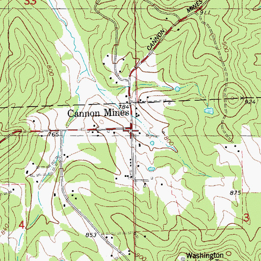Topographic Map of Cannon Mines, MO