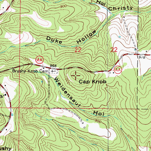 Topographic Map of Cap Knob, MO