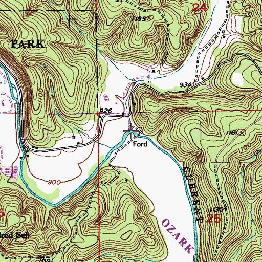 Topographic Map of Caps Branch, MO