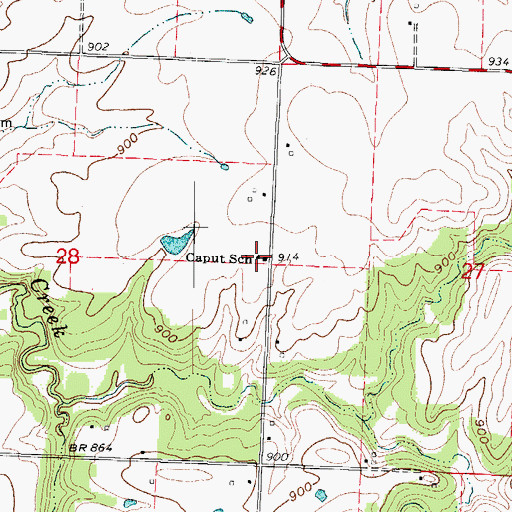 Topographic Map of Caput School (historical), MO