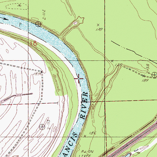Topographic Map of Egg Bar Bend, AR