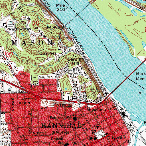 Topographic Map of Cardiff Hill, MO