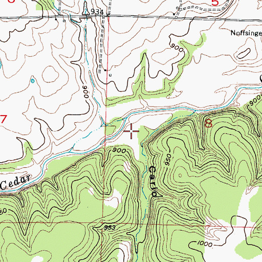 Topographic Map of Carlo Hollow, MO
