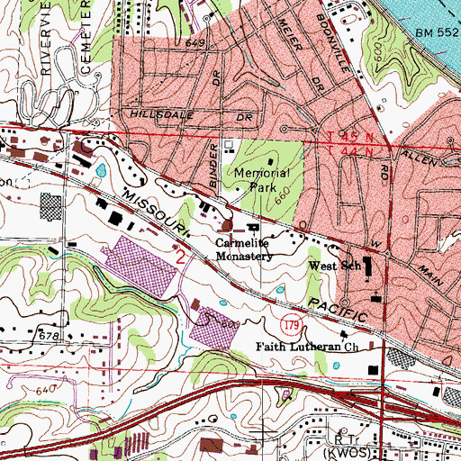 Topographic Map of Carmelite Monastery, MO