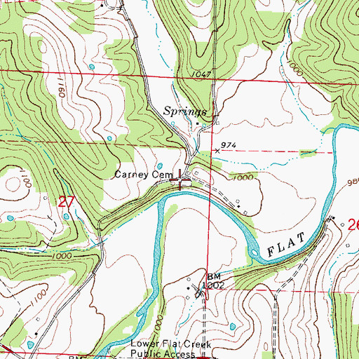 Topographic Map of Carney Cemetery, MO
