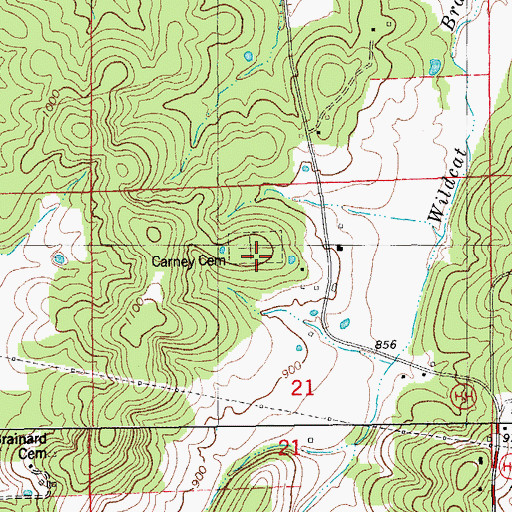 Topographic Map of Dyer Cemetery, MO