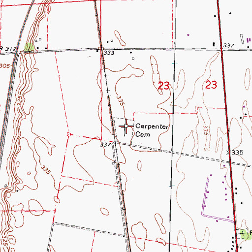 Topographic Map of Carpenter Cemetery, MO