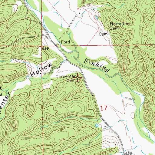 Topographic Map of Carpenter Cemetery, MO