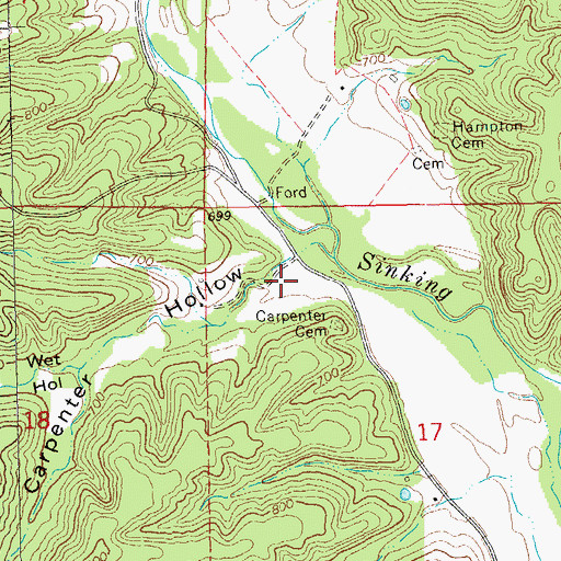 Topographic Map of Carpenter Hollow, MO