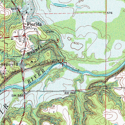 Topographic Map of Carr Branch, MO