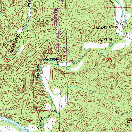 Topographic Map of Carr Creek, MO