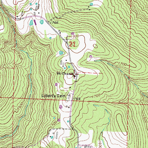 Topographic Map of Eighty Six Church, AR