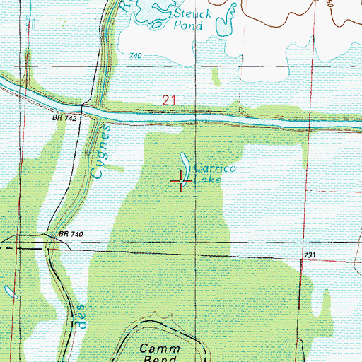 Topographic Map of Carrico Lake, MO