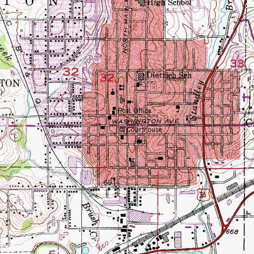 Topographic Map of Carrollton, MO