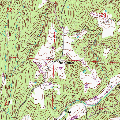 Topographic Map of Eightyeight Church, AR