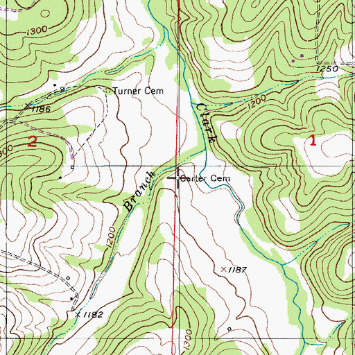 Topographic Map of Carter Cemetery, MO