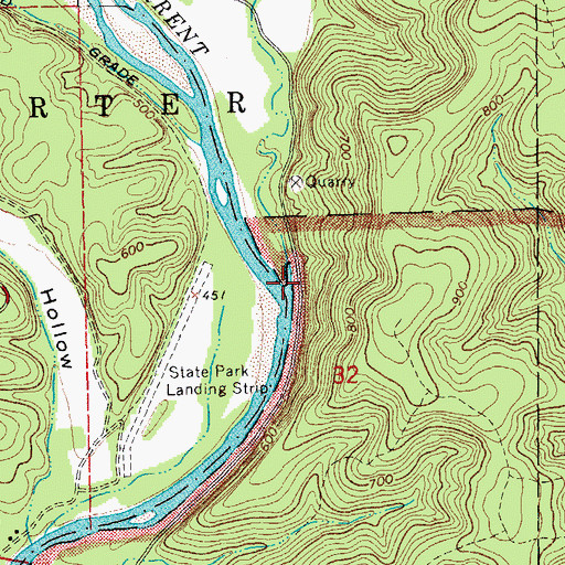 Topographic Map of Carter Creek, MO