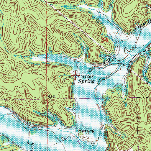 Topographic Map of Carter Spring, MO