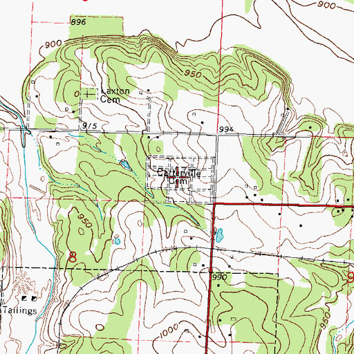 Topographic Map of Carterville Cemetery, MO