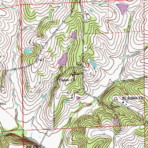 Topographic Map of Casco Church, MO