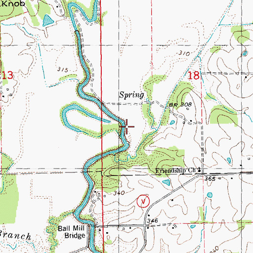 Topographic Map of Case Bolt Branch, MO