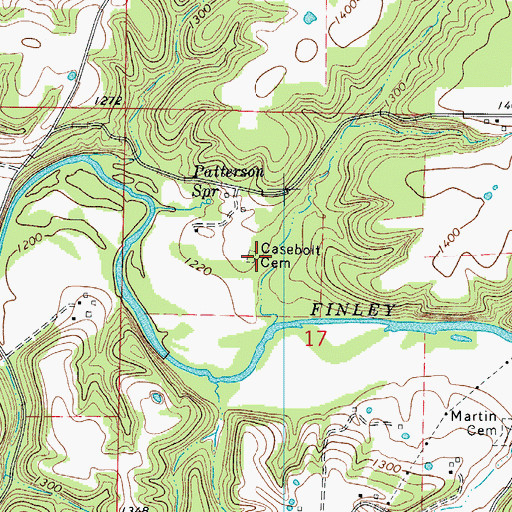 Topographic Map of Casebolt Cemetery, MO