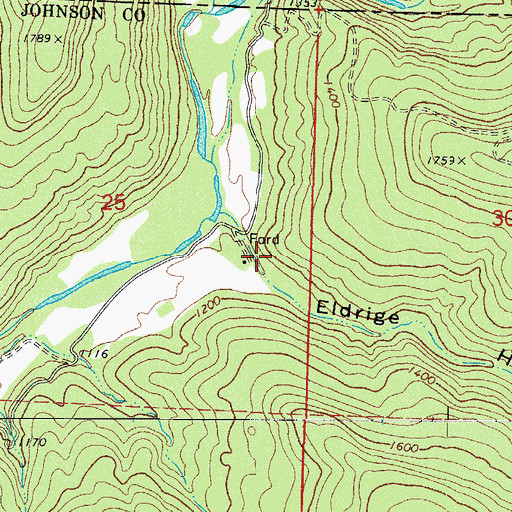 Topographic Map of Eldrige Hollow, AR