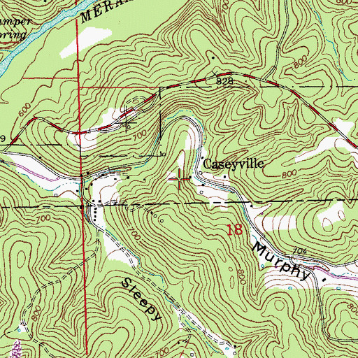 Topographic Map of Caseyville, MO