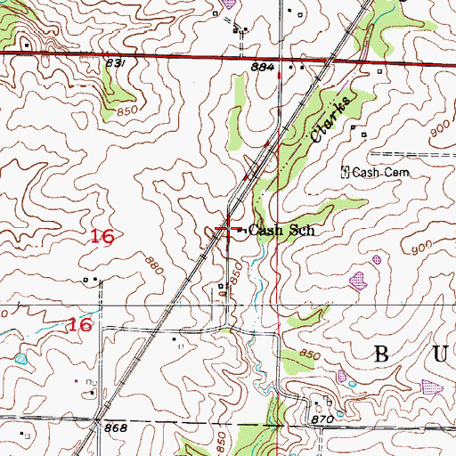 Topographic Map of Cash School, MO