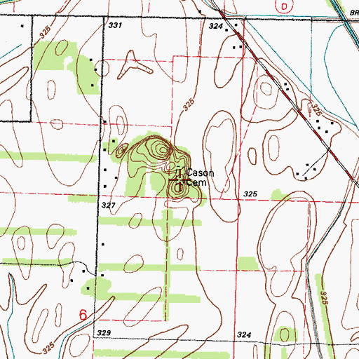 Topographic Map of Cason Cemetery, MO