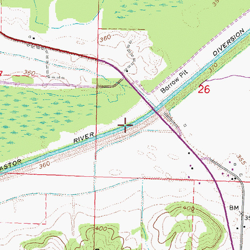 Topographic Map of Castor River Diversion Channel, MO