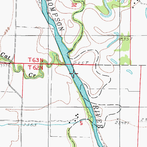 Topographic Map of Cat Creek, MO