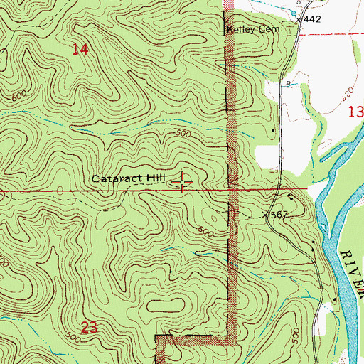Topographic Map of Cataract Hill, MO