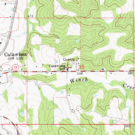 Topographic Map of Catawissa School, MO