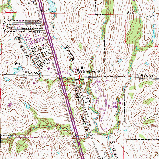 Topographic Map of Cates Branch, MO