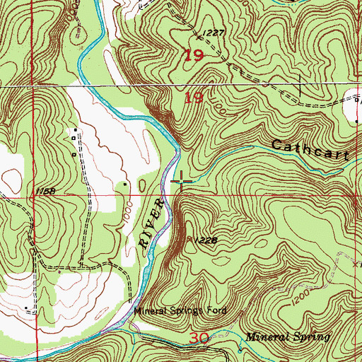 Topographic Map of Cathcart Hollow, MO