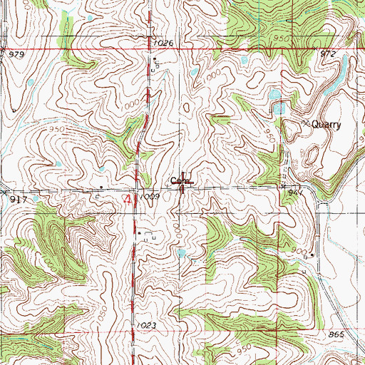 Topographic Map of Catholic Cemetery, MO