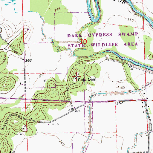 Topographic Map of Cato Cemetery, MO