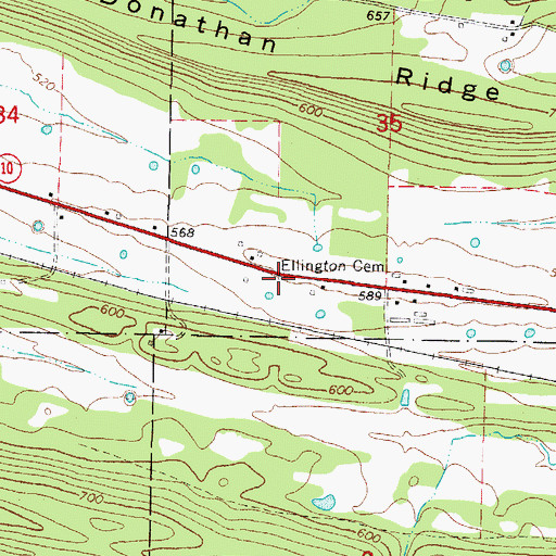 Topographic Map of Ellington Cemetery, AR