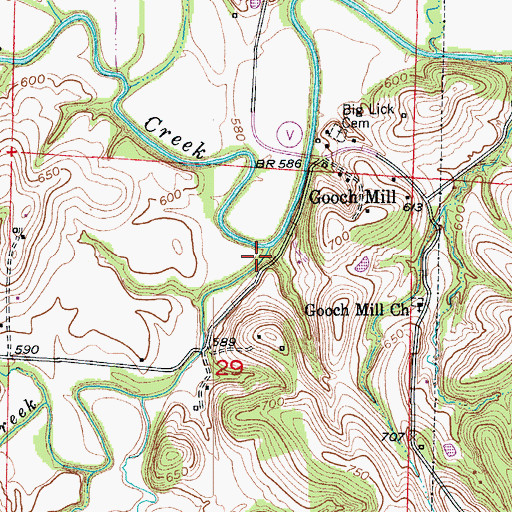 Topographic Map of Cave Creek, MO