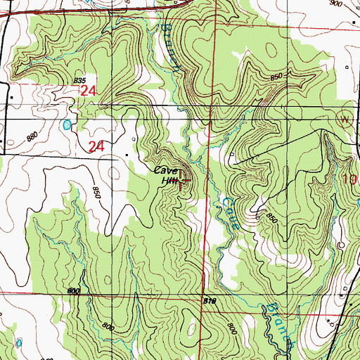 Topographic Map of Cave Hill, MO