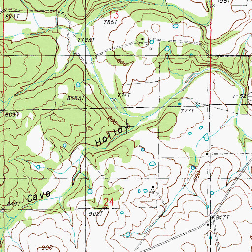 Topographic Map of Cave Hollow, MO